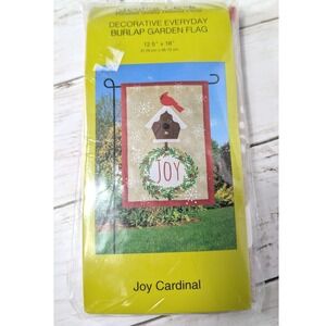 Meadow Creek Garden Flag Joy Cardinal Birdhouse Burlap 12.5x18 New